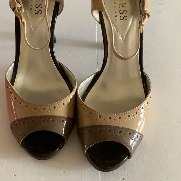 Nearly New Tri-Colored Peep Toe Heels - Picture 6 of 7